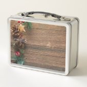 Lunch Box arrière - plan en bois avec cônes de pin (Dos)