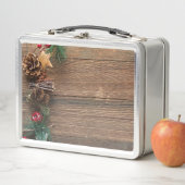 Lunch Box arrière - plan en bois avec cônes de pin (En situation)