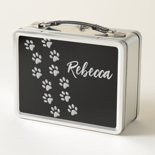 Lunch Box Arrière - plan noir Silver Dog Paws Motif d'impres (Dos)