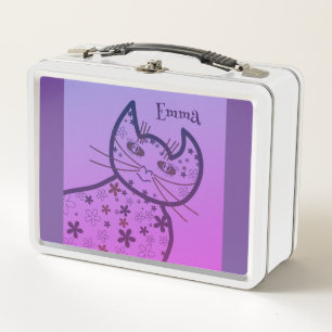 Lunch Box Art, Cute Cat Clipart personnalisée