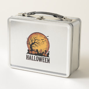 Lunch Box Art de lune de chauve-souris de cimetière d'Hallow