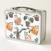 Lunch Box Art de trait dessin chats et fleurs (Dos)
