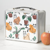Lunch Box Art de trait dessin chats et fleurs (En situation)