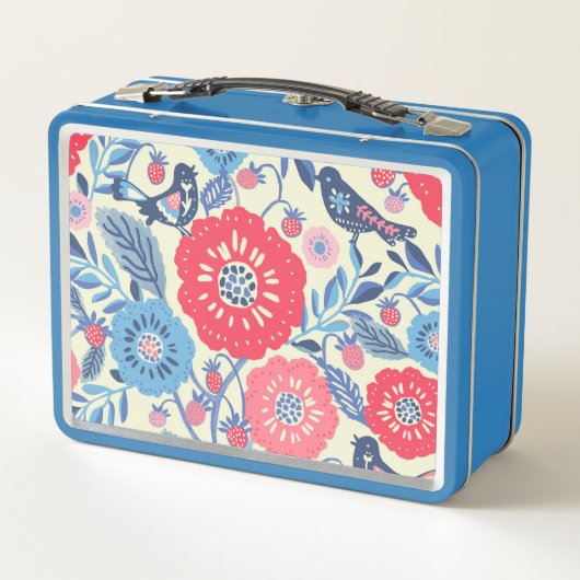 Lunch Box Art Folk Oiseaux Et Fraise Design (Dos)