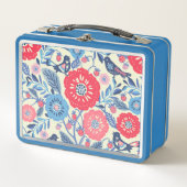 Lunch Box Art Folk Oiseaux Et Fraise Design (Devant)