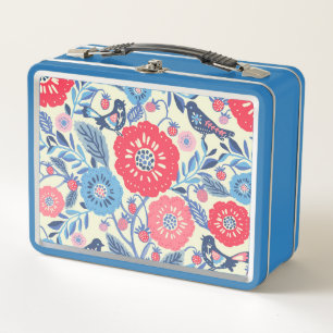 Lunch Box Art Folk Oiseaux Et Fraise Design