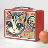Lunch Box Art folklorique mexicain Abstrait Kitty Chat Perso (En situation)