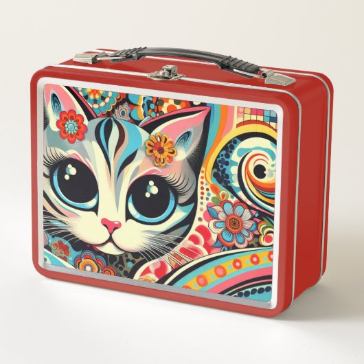 Lunch Box Art folklorique mexicain Abstrait Kitty Chat Talav (Devant)