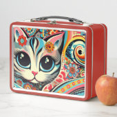 Lunch Box Art folklorique mexicain Abstrait Kitty Chat Talav (En situation)