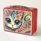 Lunch Box Art folklorique mexicain Abstrait Kitty Chat Talav (Dos)