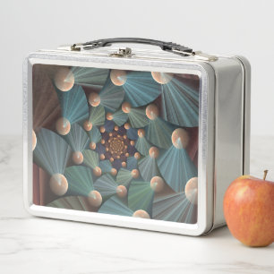Lunch Box Art Fractal Abstrait Avec Profondeur Bleu Brown Ar