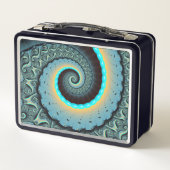Lunch Box Art fractal spirale abstrait bleu turquoise orange (Dos)
