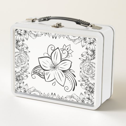 Lunch Box Art Graphique Monochrome, Belle Fleur (Devant)