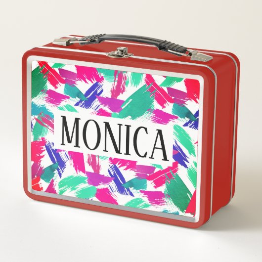 Lunch Box Art moderne rose Turquoise violet pinceau collage (Devant)