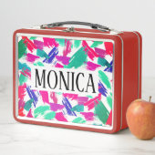 Lunch Box Art moderne rose Turquoise violet pinceau collage (En situation)