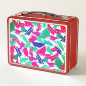 Lunch Box Art moderne rose Turquoise violet pinceau collage (Dos)
