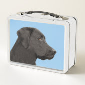Lunch Box Art original de chien de peintre noir de Labrador  (Dos)