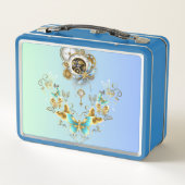 Lunch Box Art Steampunk turquoise, Graphisme mécanique Vinta (Dos)
