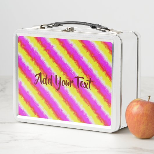 Lunch Box Artdeco rose Jaune Artdeco Arc-en-ciel rayures (En situation)