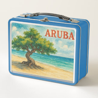 Lunch Box Aruba Divi Tree Eagle Beach watercolor