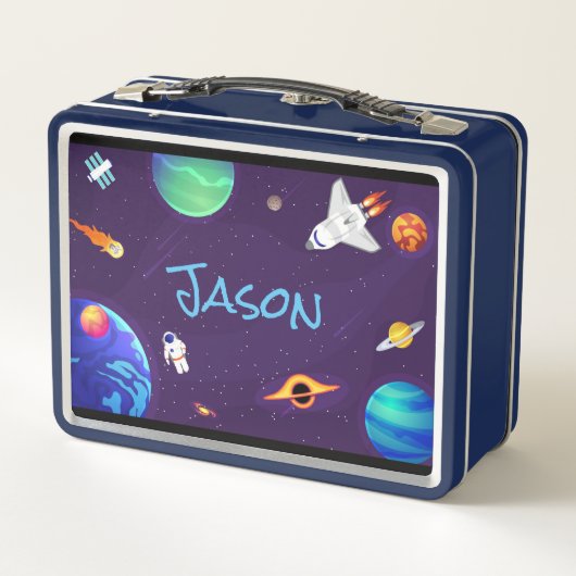 Lunch Box Astronaut Planètes spatiales Ajouter le nom de l'é (Dos)