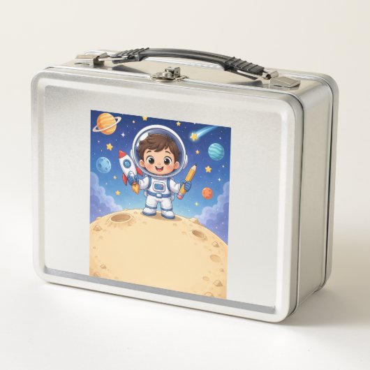 Lunch Box Astronaute gamin prêt à explorer l'école (Devant)