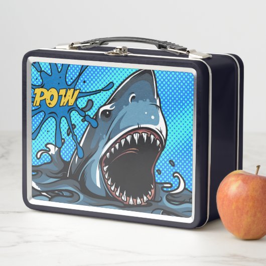 Lunch Box Attaque de requin POW Superhero Comic Water Splat (En situation)