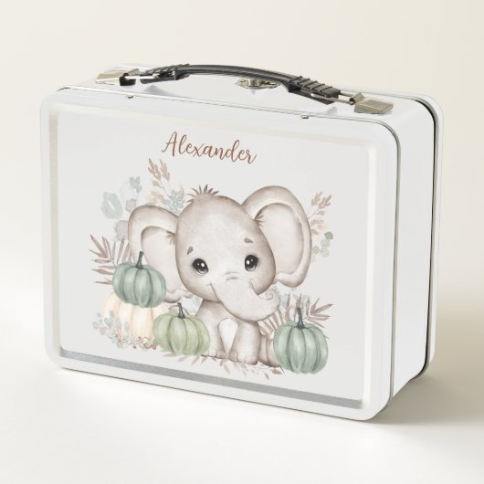 Lunch Box Automne Automne Cute Elephant Metal Lunette Box (Dos)