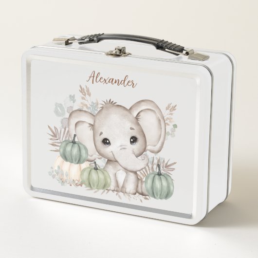 Lunch Box Automne Automne Cute Elephant Metal Lunette Box (Devant)
