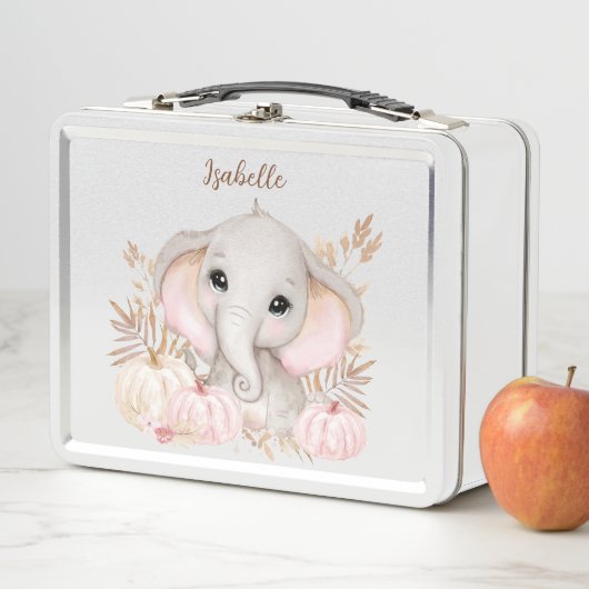 Lunch Box Automne Automne Cute Elephant Metal Lunette Box (En situation)