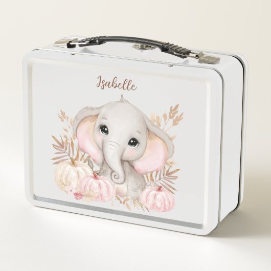 Lunch Box Automne Automne Cute Elephant Metal Lunette Box (Dos)