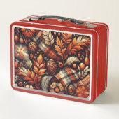 Lunch Box Automne Plaid Feuilles Orange Black Motif (Dos)