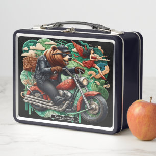 Lunch Box Aventure moto avec un ours élégant