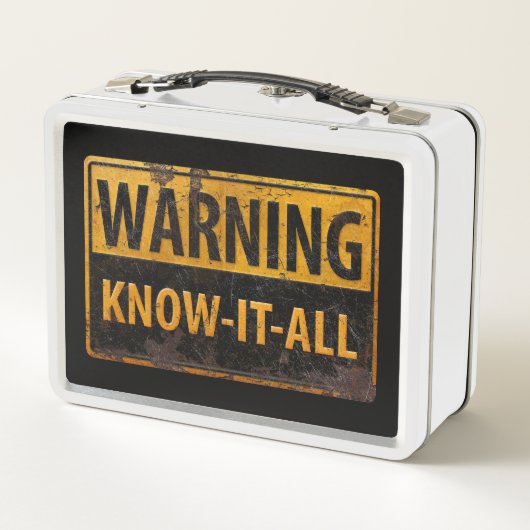 Lunch Box AVERTISSEMENT KNOW-IT-ALL - Métal Danger Signal de (Dos)