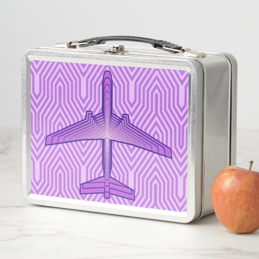 Lunch Box Avion Art déco, violet violet et lavande (En situation)