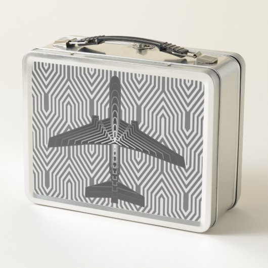 Lunch Box Avion d'art déco, graphite et gris argenté (Dos)