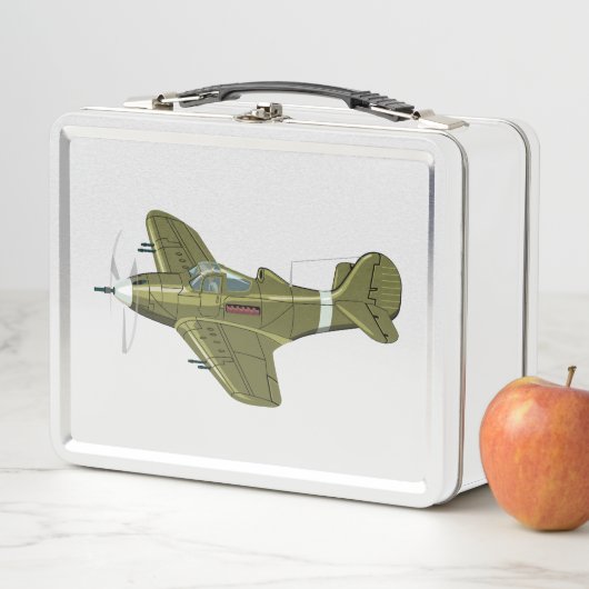 Lunch Box Avion de chasseur rétro-dessiné (En situation)