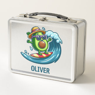Lunch Box Avocat Surfeur Mignon sur les Vagues Personnalisé