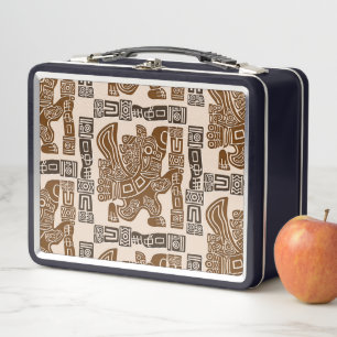 Lunch Box Aztec Eagle Guerrier Tribal Art antique