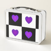 Lunch Box B&W Purple Hearts Beating (Dos)