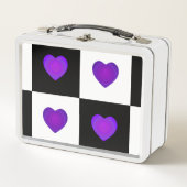 Lunch Box B&W Purple Hearts Beating (Devant)