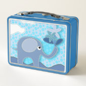 Lunch Box Baby Blue Elephant et Flower Personnalisé (Dos)