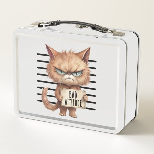Lunch Box Bad Attitude Chat Mugshot - Drôle Feline Design (Dos)