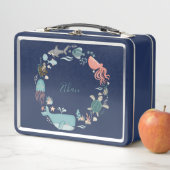 Lunch Box Baleine personnalisée sous le nom d'aquarelle mari (En situation)