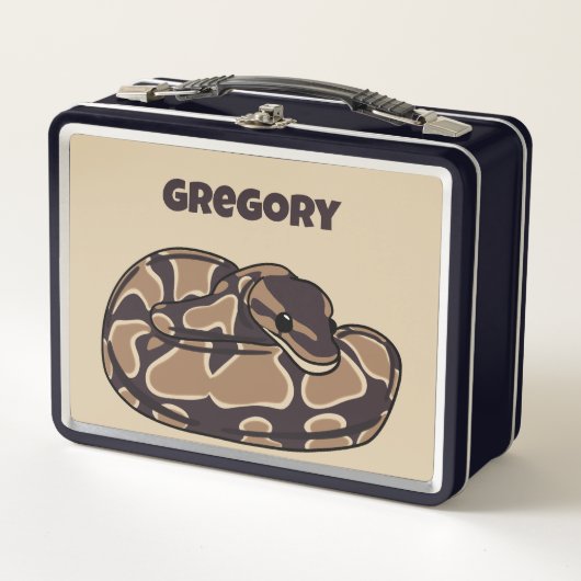 Lunch Box Ball Python Snake, Brown et Tan Personnalisé (Devant)