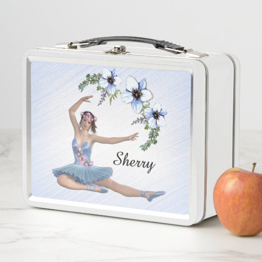 Lunch Box Ballerina en bleu Nom personnel (En situation)