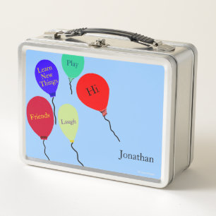 Lunch Box Ballons Colorés Rouges Orange Vert Messages