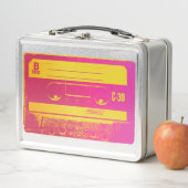 Lunch Box Bande Cassette Rétro Rose & Jaune (En situation)