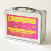 Lunch Box Bande de cassette rose et jaune rétro (Dos)