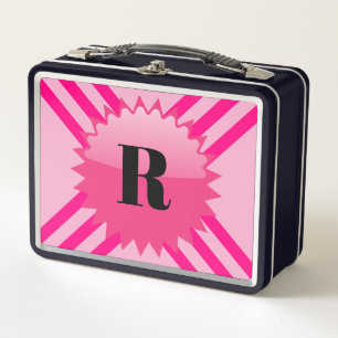 Lunch Box Bande rose monogramme personnalisée